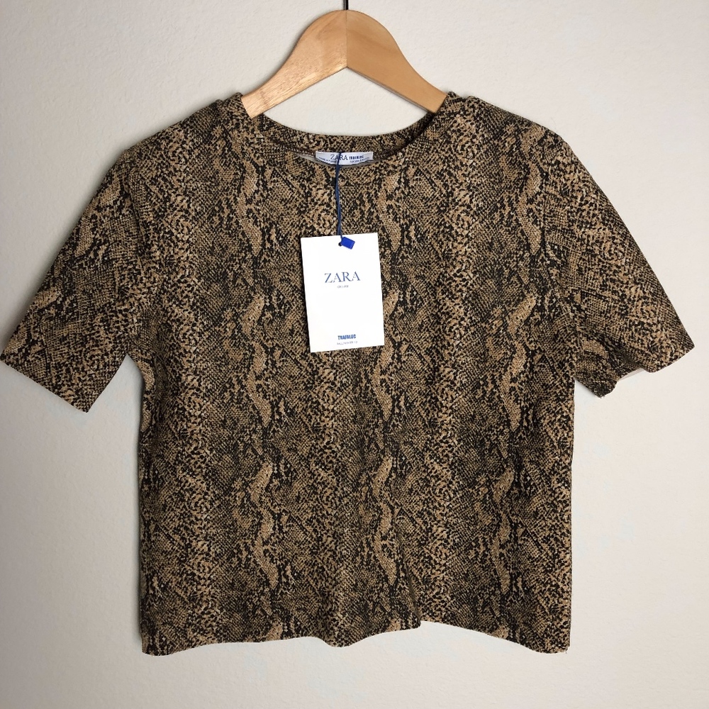 NWT Zara Snakeskin print shortsleeve top